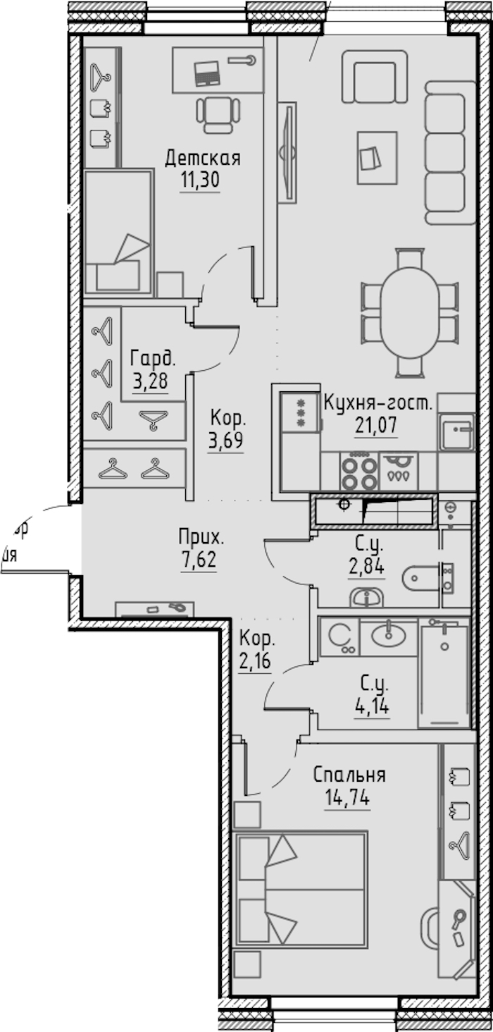 2-комнатная квартира 70.84 м², 4/7 эт., ЖК «LEGENDA Сампсониевский 32»